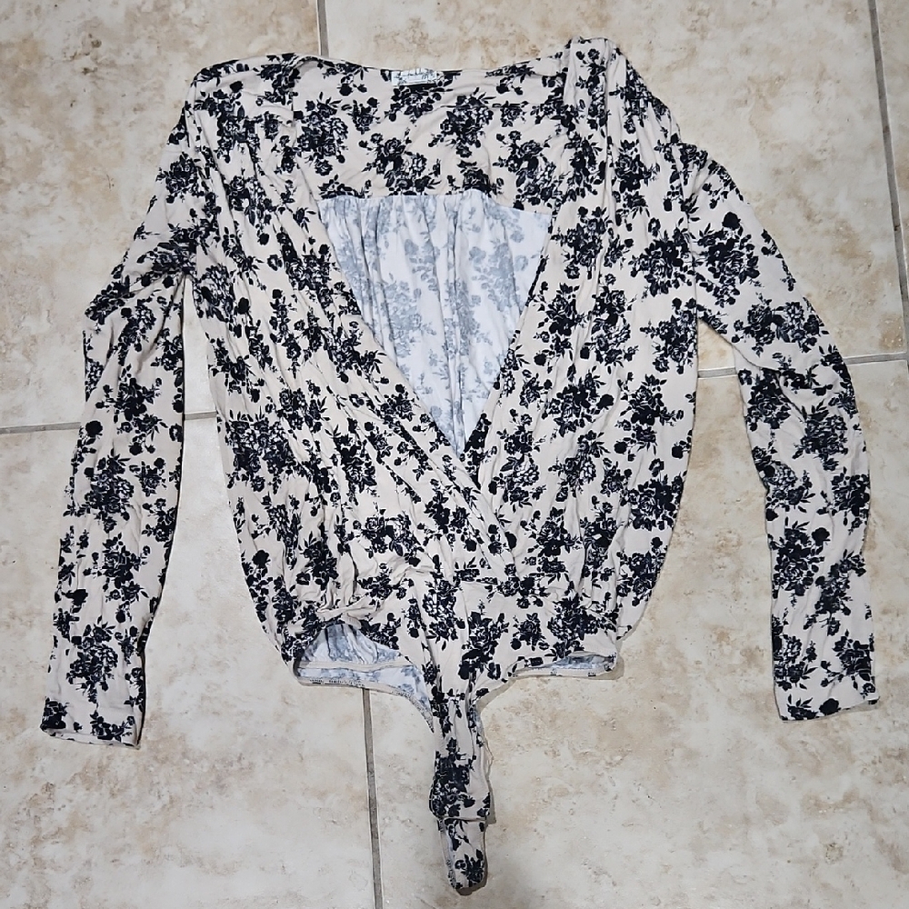 Elegant Black Floral Bodysuit